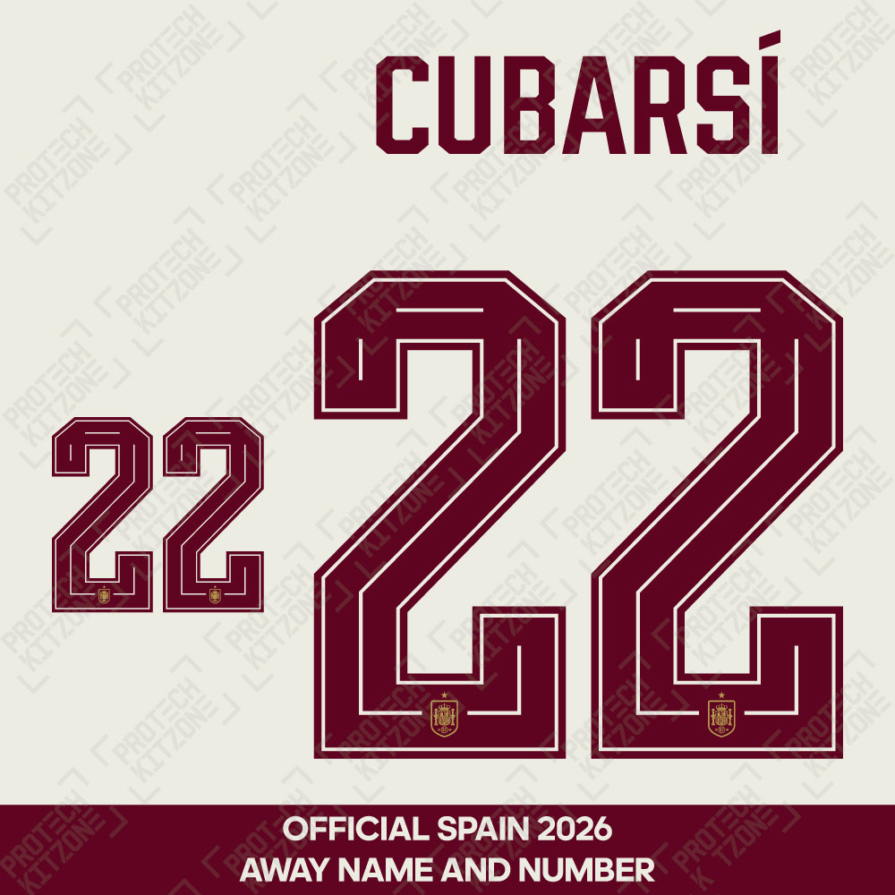 Cubarsí 22 - Official Spain 2026 Away Name and Numbering Cubarsí 22 - Official Spain 2026 Away Name and Numbering