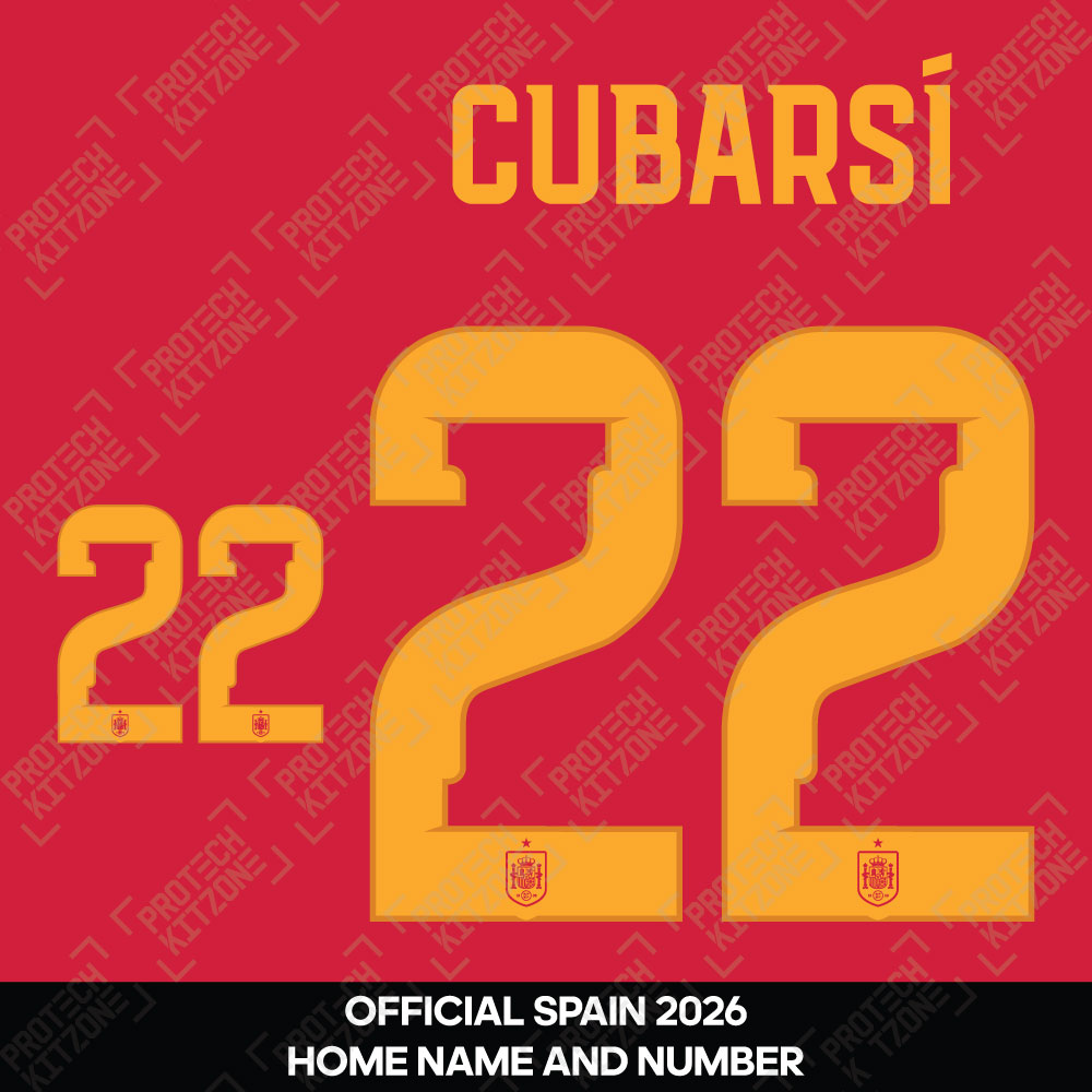 Cubarsí 22 - Official Spain 2026 Home Name and Numbering 