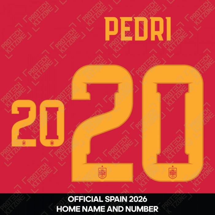 Pedri 20 - Official Spain 2026 Home Name and Numbering 