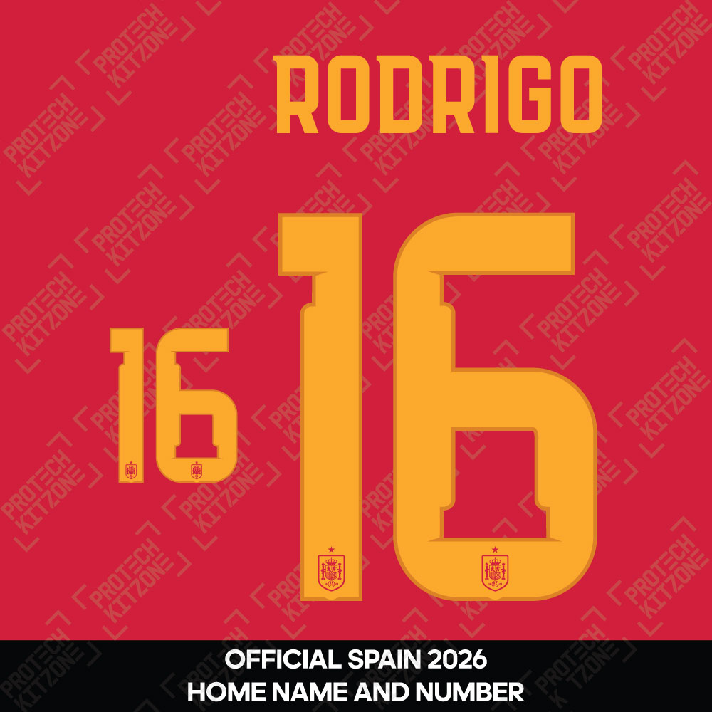 Rodrigo 16 - Official Spain 2026 Home Name and Numbering Rodrigo 16 - Official Spain 2026 Home Name and Numbering