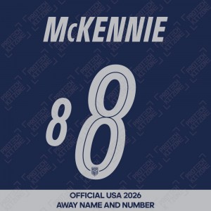 McKennie 8 - Official USA 2026 Away Name and Numbering McKennie 8 - Official USA 2026 Away Name and Numbering