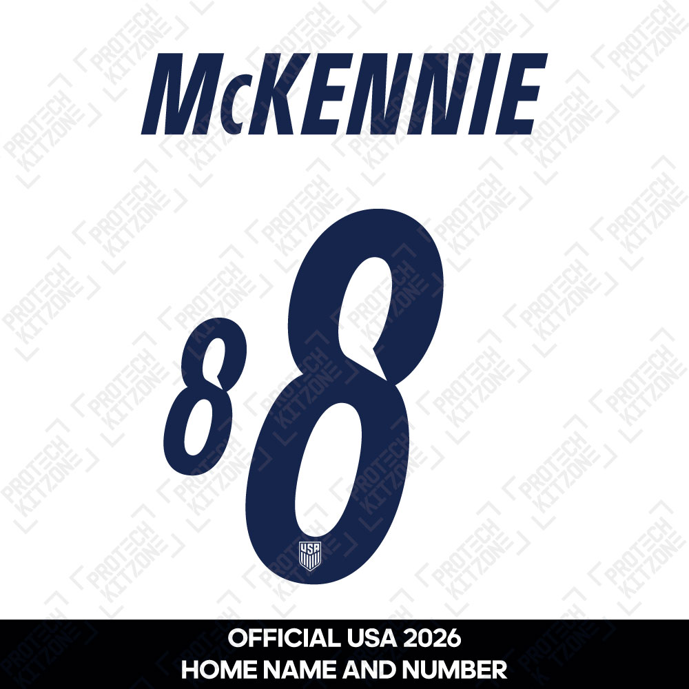 McKennie 8 - Official USA 2026 Home Name and Numbering (M8-USA-26-HM, 2026 National Team Printing, ) by www.protechkitzone.com McKennie 8 - Official USA 2026 Home Name and Numbering