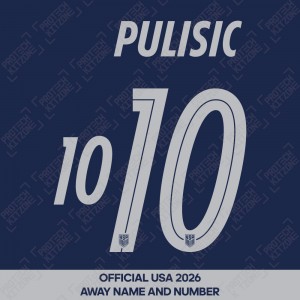 Pulisic 10 - Official USA 2026 Away Name and Numbering Pulisic 10 - Official USA 2026 Away Name and Numbering