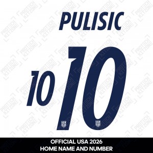 Pulisic 10 - Official USA 2026 Home Name and Numbering Pulisic 10 - Official USA 2026 Home Name and Numbering