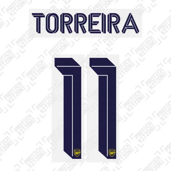 Torreira 11 (Official Arsenal 2019/20 Away Club Name and Numbering)