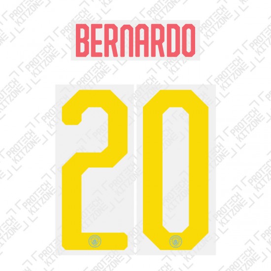 Bernardo 20 - Official Name and Number Cup Printing for Manchester City 19/20 Away Shirt 