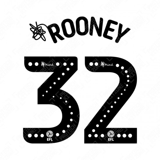 Rooney 32 (Official Derby County 2019/20 Home/Third Name and Numbering)