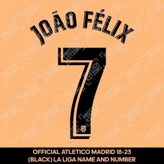 João Félix 7 (Official Atletico Madrid 2019-2023 La Liga Black Name and Number)
