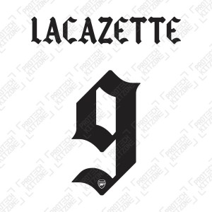 Lacazette 9 (Official Arsenal 2020/21 Away Club Name and Numbering)