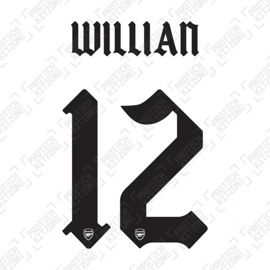 Willian 12 (Official Arsenal 2020/21 Away Club Name and Numbering)