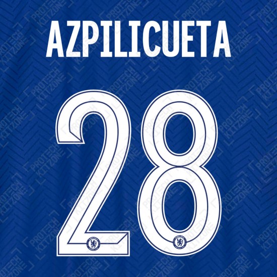 Azpilicueta 28 (Official Name and Number Printing for Chelsea FC 2020/21/22 Home Shirt)