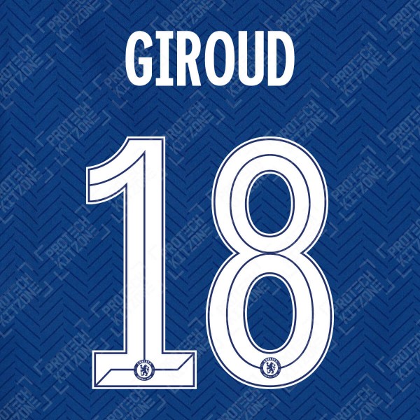 Giroud 18 (Official Name and Number Printing for Chelsea FC 2020/21 Home Shirt)