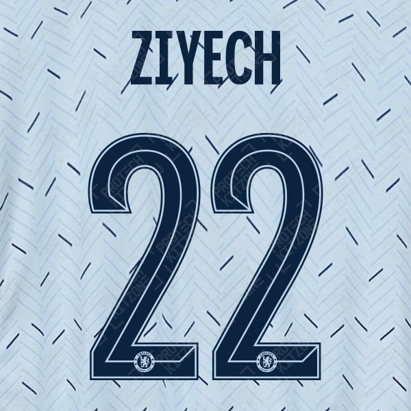 Ziyech 22 (Official Name and Number Printing for Chelsea FC 2020/21 Away Shirt)