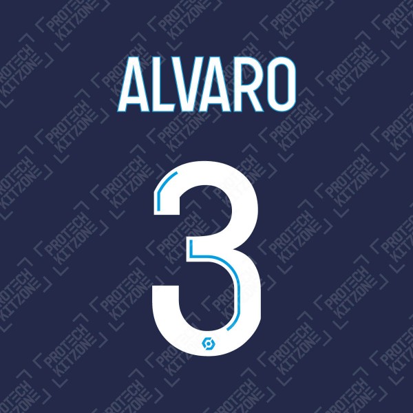 Alvaro 3 (Official OM 2020/21 Away Ligue 1 Name and Numbering)