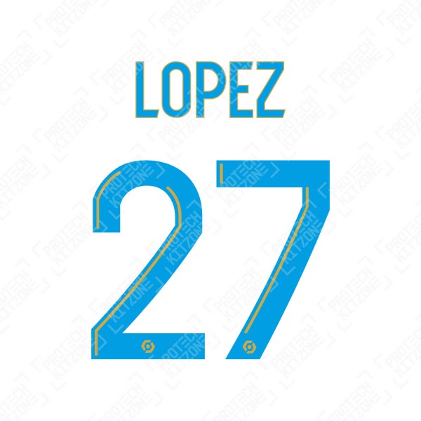 Lopez 27 (Official OM 2020/21 Home Ligue 1 Name and Numbering)