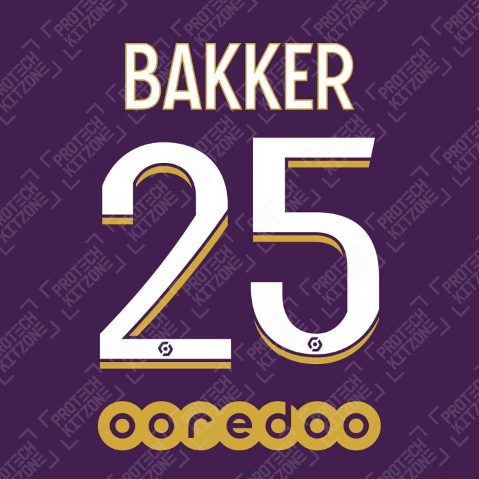 Bakker 25 (Official PSG 2020/21 Third Ligue 1 Name and Numbering), France Ligue 1, B25PSG2021L13RD, 