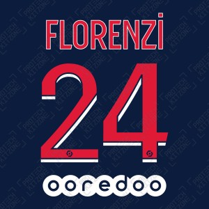 Florenzi 24 (Official PSG 2020/21 Home Ligue 1 Name and Numbering)