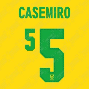 Casemiro 5 (Official Name and Number Printing for Brazil 2020 Home Shirt)