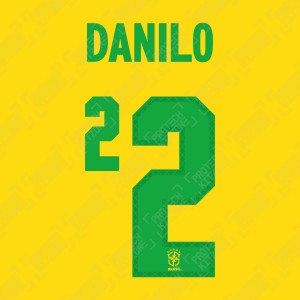 Danilo 2 (Official Name and Number Printing for Brazil 2020 Home Shirt)