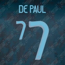 De Paul 7 (Official Argentina 2020 Away Name and Numbering)
