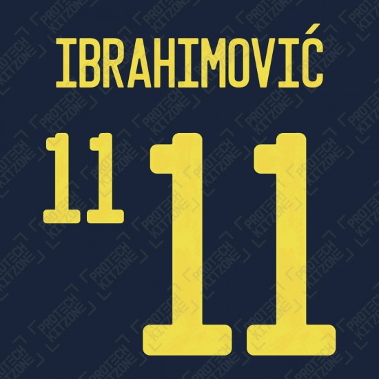 Ibrahimović 11 (Official Sweden EURO 2020 Away Name and Numbering)