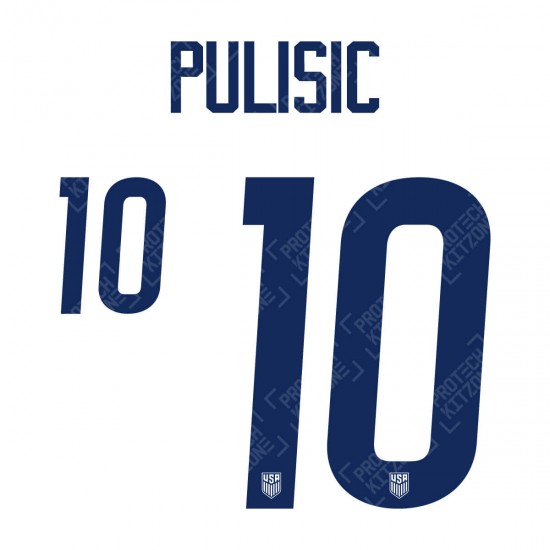 Pulisic 10 (Official USA 2020 Home Name and Numbering)