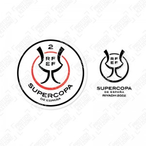 OFFICIAL SUPERCOPA DE ESPAÑA 2 CHAMPIONS RIYADH 2022 PATCH + MATCH DETAIL PRINTING (FOR Atletico MADRID 2021/22 HOME SHIRT)