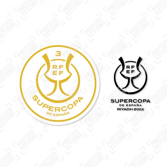 Official Supercopa De España 3 Champions Riyadh 2022 Patch + Match Detail Printing (For Athletic Madrid 2021/22 Home Shirt), Supercopa De España, SUPERCOPA22 3, 