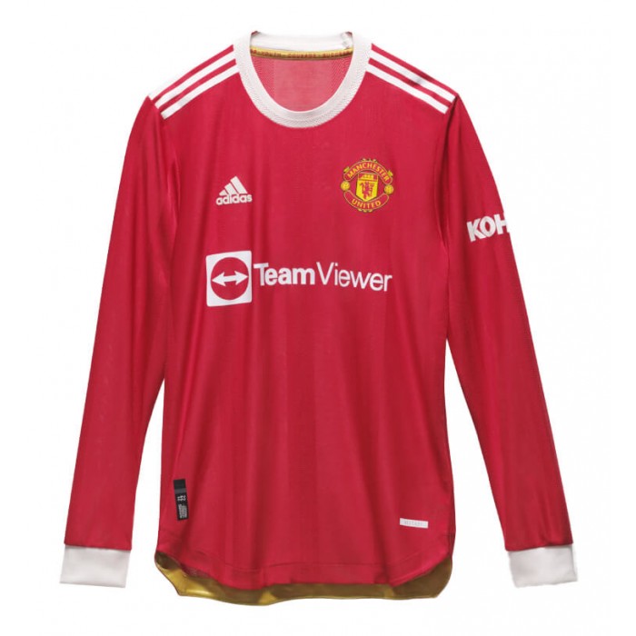[Limited Player Edition] Manchester United 2021/22 Long Sleeve Home Shirt With Ronaldo 7 - UEFA Champions League Full Set Version 