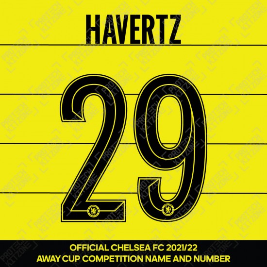 Havertz 29 (Official Name and Number Printing for Chelsea FC 2021/22 Away Shirt)