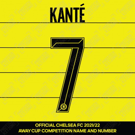 Kanté 7 (Official Name and Number Printing for Chelsea FC 2021/22 Away Shirt)