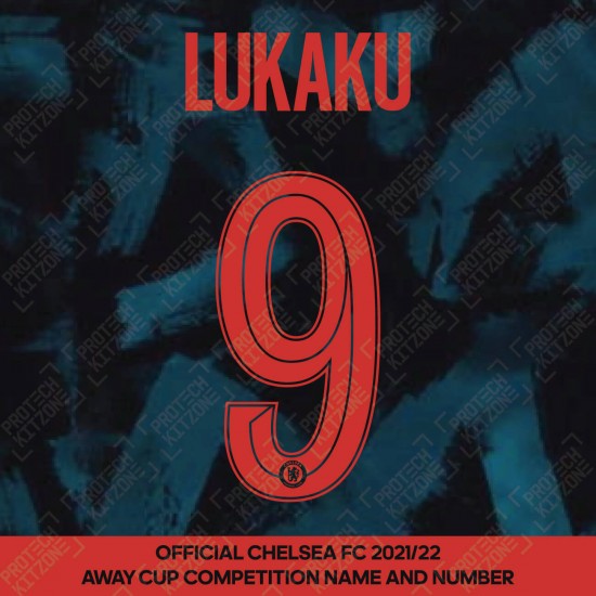 Lukaku 9 (Official Name and Number Printing for Chelsea FC 2021/22 Third Shirt)