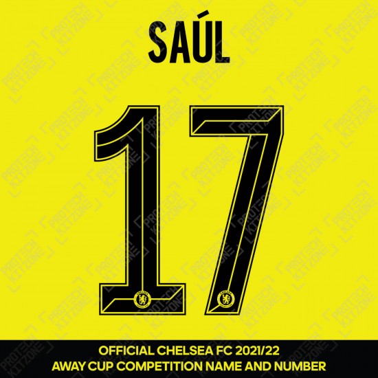 Saúl 17 (Official Name and Number Printing for Chelsea FC 2021/22 Away Shirt)