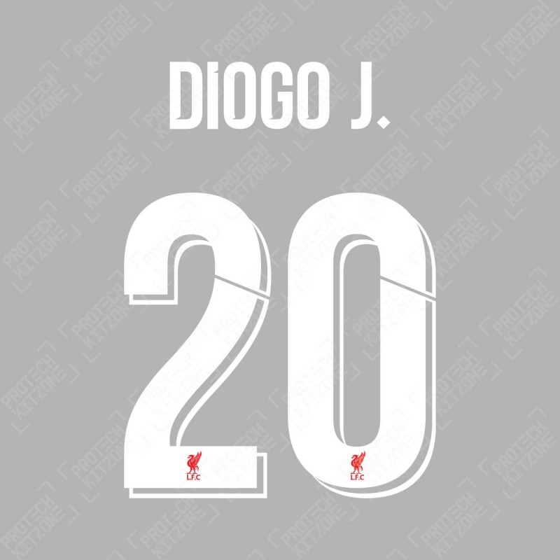 Diogo J. 20 (Official Liverpool FC White Club Name and Numbering)