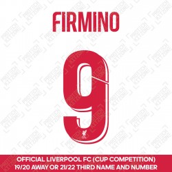 Firmino 9 (Official Liverpool FC 2019/20 Away / 2021/22 Third Club Name and Numbering)