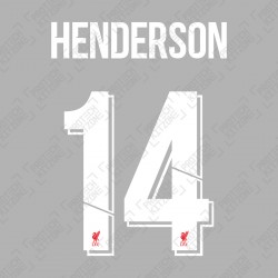 Henderson 14 (Official Liverpool FC White Club Name and Numbering)