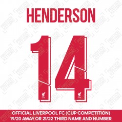 Henderson 14 (Official Liverpool FC 2019/20 Away / 2021/22 Third Club Name and Numbering)