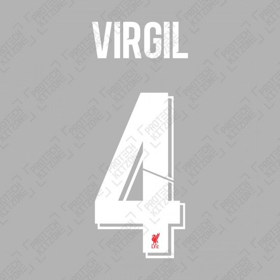 Virgil 4 (Official Liverpool FC White Club Name and Numbering)