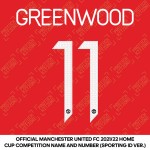 Greenwood 11 (Official Manchester United FC 2021/22 Home Name and Numbering - Sporting iD Ver.)