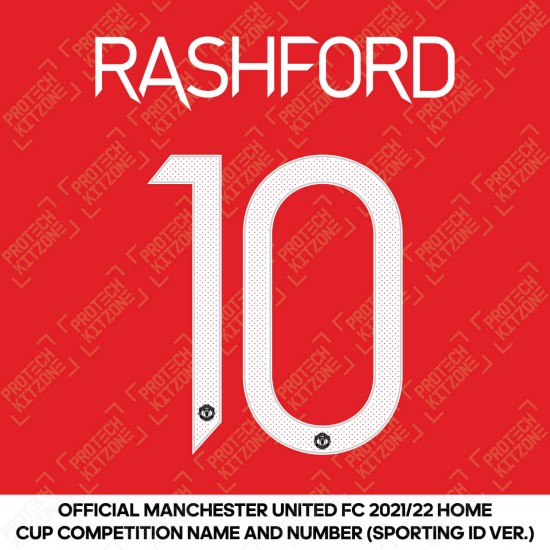 Rashford 10 (Official Manchester United FC 2021/23 Home Name and Numbering - Sporting iD Ver.)