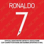 Ronaldo 7 (Official Manchester United FC 2021/22 Home Name and Numbering - Sporting iD Ver.)