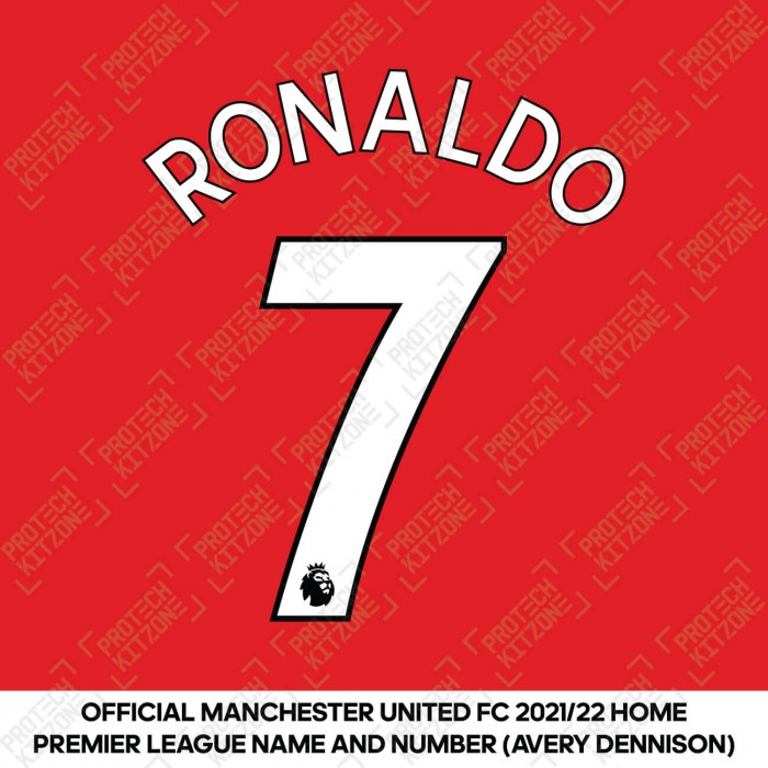 Ronaldo 7 (Official Manchester United 2021/22 Home Premier League Name and Number), Official BPL Clubs, CR7 PL, 