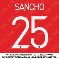 Sancho 25 (Official Manchester United FC 2021/22 Home Name and Numbering - Sporting iD Ver.)