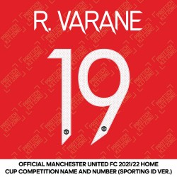 R. Varane 19 (Official Manchester United FC 2021/22 Home Name and Numbering - Sporting iD Ver.)