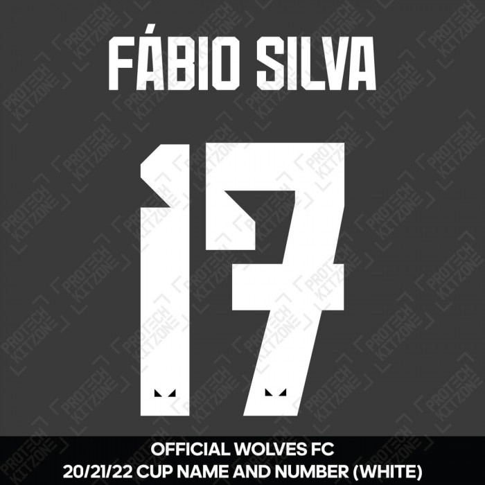 Fàbio Silva 17 (Official Name and Number Printing for Wolverhampton FC 2021/22 Away Cup Shirt), Wolverhampton FC, FS17WOLVEWHTNNS, 