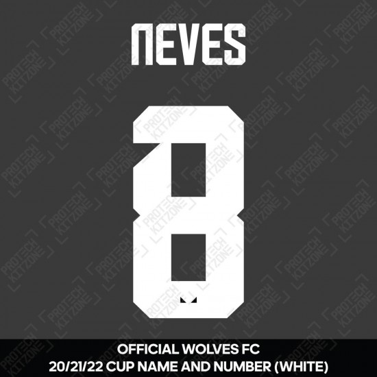 Neves 8 (Official Name and Number Printing for Wolverhampton FC 2021/22 Away Cup Shirt)