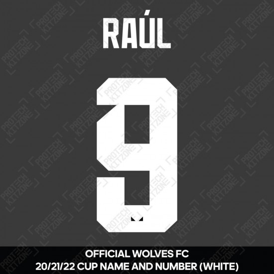Raul 9 (Official Name and Number Printing for Wolverhampton FC 2021/22 Away Cup Shirt)