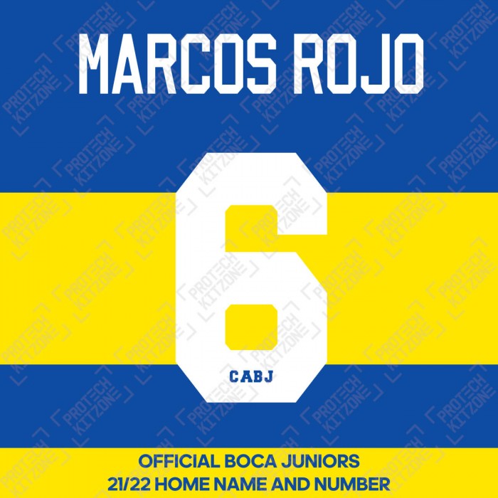 Marcos Rojo 6 (Official CABJ 2021 Home Name and Numbering), CABJ (Boca Juniors), MR6 2021HM, 