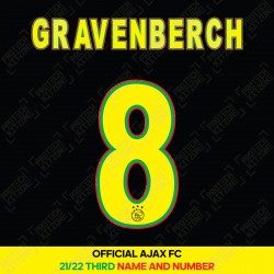 Gravenberch 8 (Official Ajax FC 2021/22 Third Shirt Name and Numbering)