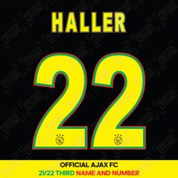 Haller 22 (Official Ajax FC 2021/22 Third Shirt Name and Numbering)